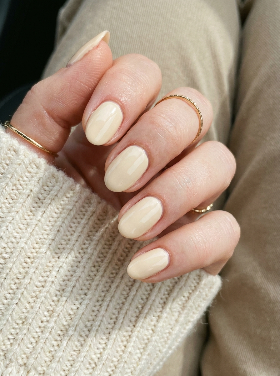 Cream Fall Nails als Simple Fall Nails Inspiration 2026